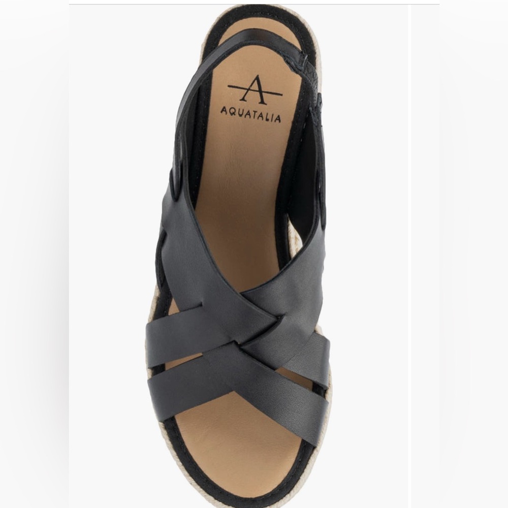 Aquatalia Women's Black Amaya Water repellent Espedrille Sandals